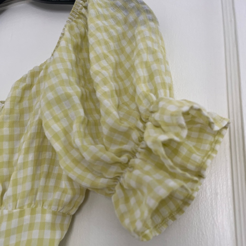 MABLE Lime Gingham Plaid Ruffled Romper - Picture 5 of 7